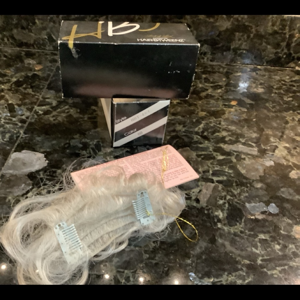 Hair B Tweenz synthetic hair pieces. 17$ a peace. For one.